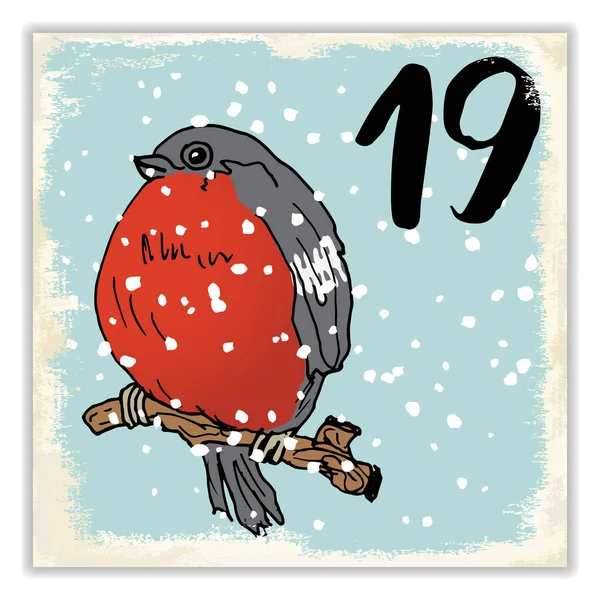 Calendario Adviento Navidad Elementos Números Dibujados Mano Vacaciones Invierno Calendario — Vector de stock