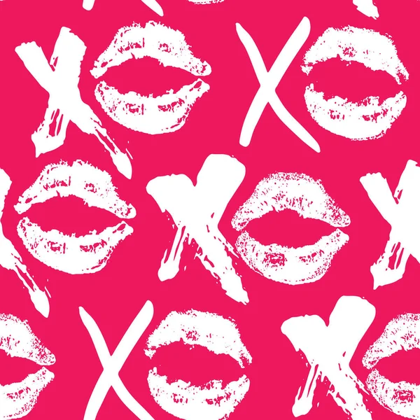 Xoxo Щітка Написом Знаки Безшовного Візерунку Каліграфічні Обійми Поцілунки Phrase — стоковий вектор