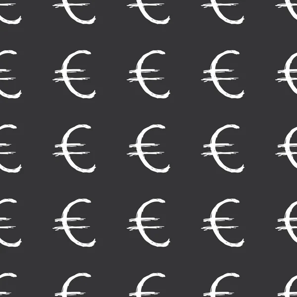 ユーロ記号のアイコンのブラシのレタリングシームレスなパターン グランジの書道のシンボルの背景 ベクトルイラスト — ストックベクタ