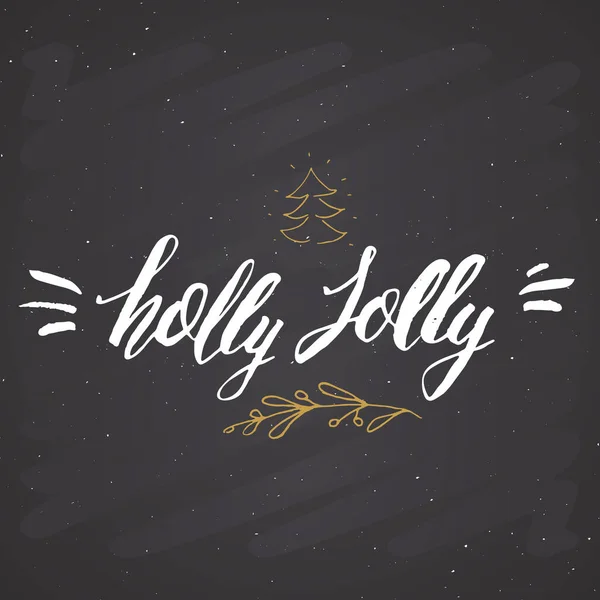 Счастливого Рождества Каллиграфическая Буква Холли Джолли Типографический Дизайн Приветствий Каллиграфическое — стоковый вектор