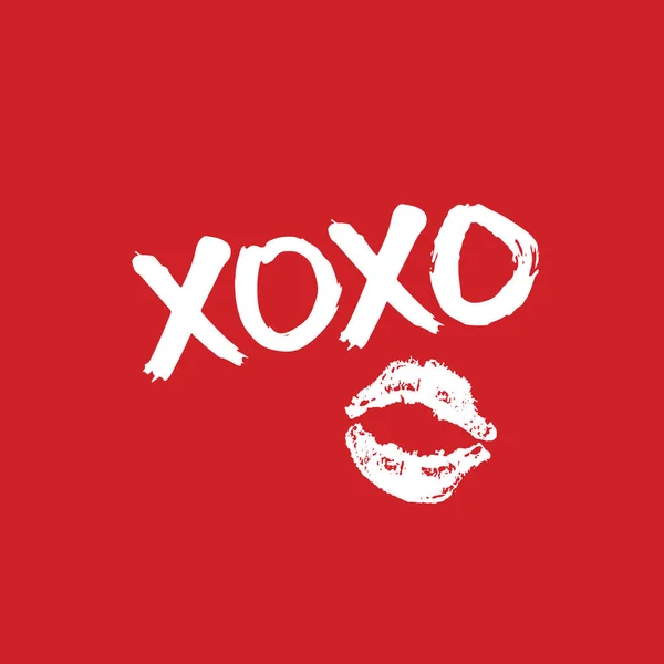 Xoxo 브러시 Grunge Calligraphic Hugs Kissing Phrase Internet Slang Proveration — 스톡 벡터