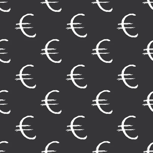 Euro Sign Icon Brush Letting Seamless Patterery Grunge Calligraphic Symbols — стоковий вектор