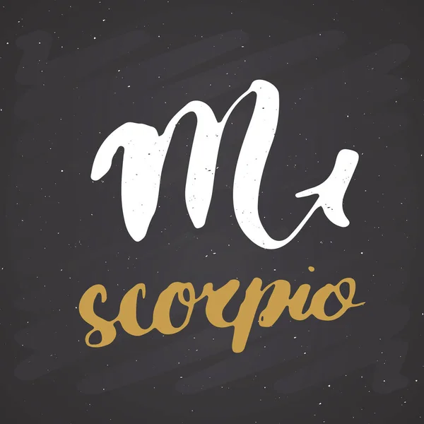 Znak Zodiaku Skorpion Liternictwo Ręcznie Rysowany Symbol Astrologii Horoskopu Projekt — Wektor stockowy