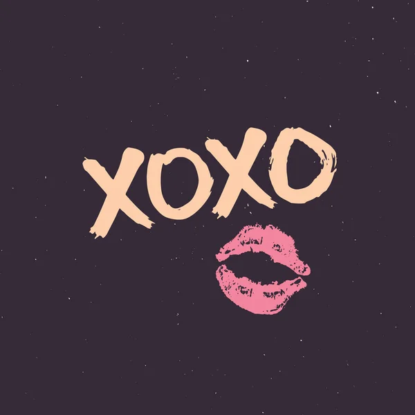 Xoxo Brush Lettering Sign Grunge Calligraphic Hugs Kisses Phrase Internet — Stock Vector