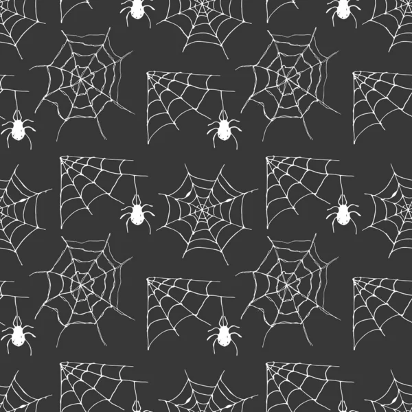 Spider Web Seamless Pattern Vector Illustration Hand Drawn Sketched Web — Stock Vector