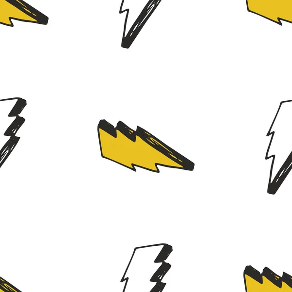 Lightning Naadloze Patroon Vector Illustratie Met Hand Geschetste Doodle Bliksem — Stockvector