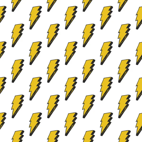 Lightning Naadloze Patroon Vector Illustratie Met Hand Geschetste Doodle Bliksem — Stockvector