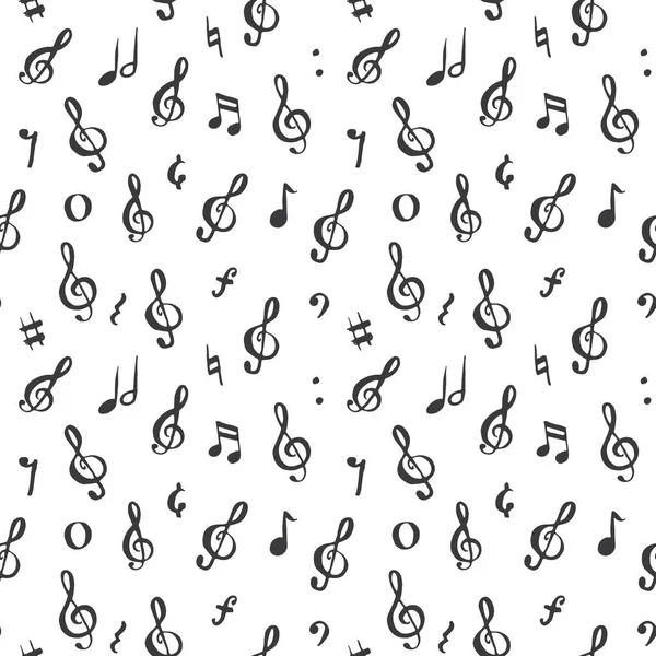 Illustration Vectorielle Motif Sans Couture Note Musique Dessiné Main Croquis — Image vectorielle