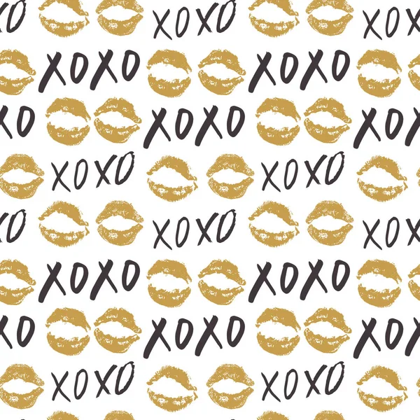 Xoxo 글씨체 Grunge Calligraphic Hugs Kiss Phrase Internet Slang Abbrevixoxo — 스톡 벡터