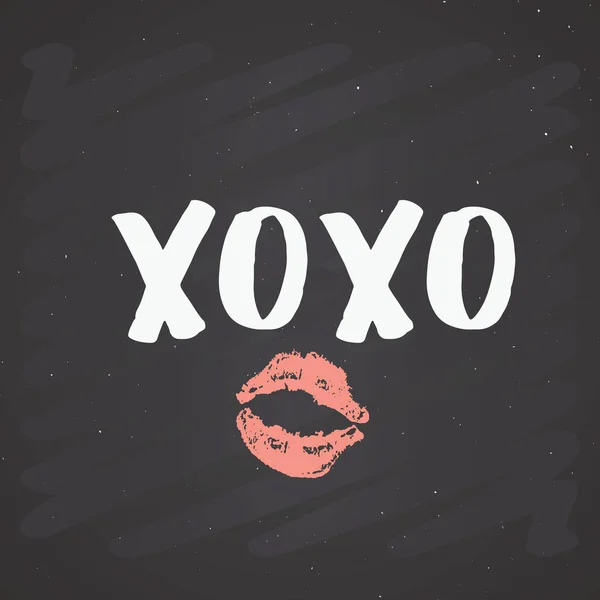 Xoxo Brush Lettering Sign Grunge Calligraphic Hugs Kisses Phrase Internet — Stock Vector