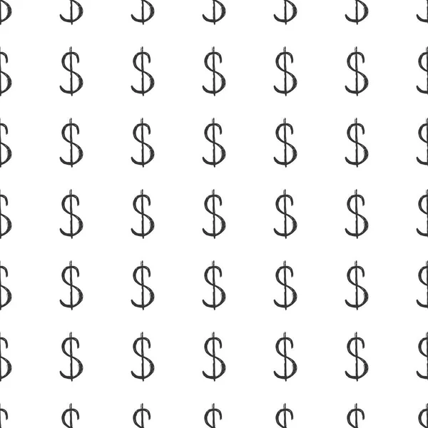 ドル記号のアイコンのブラシのレタリングシームレスなパターン グランジの書道のシンボルの背景 ベクトルイラスト — ストックベクタ