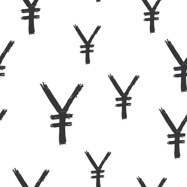 Yen Sign Icon Brush Lettering Seamless Pattern Grunge Calligraphic Symnaments — 스톡 벡터