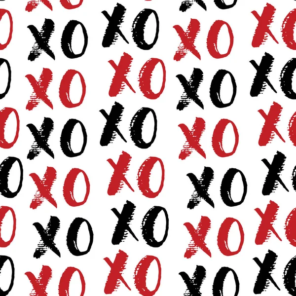 Xoxo Πινέλο Γράμματα Σημάδια Αδιάλειπτη Μοτίβο Grunge Καλλιγραφία Αγκαλιές Και — Διανυσματικό Αρχείο
