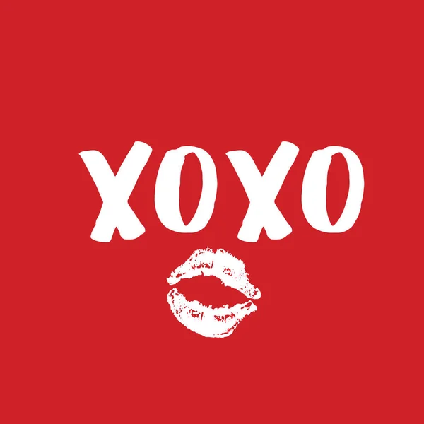 Xoxo Brush Lettering Sign Grunge Calligraphic Hugs Kisses Phrase Internet — Stock Vector