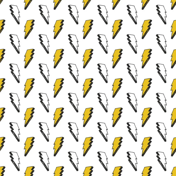 Блискавка Безшовний Візерунок Векторні Ілюстрації Рука Намальовані Символи Каракулі Блискавки — стоковий вектор