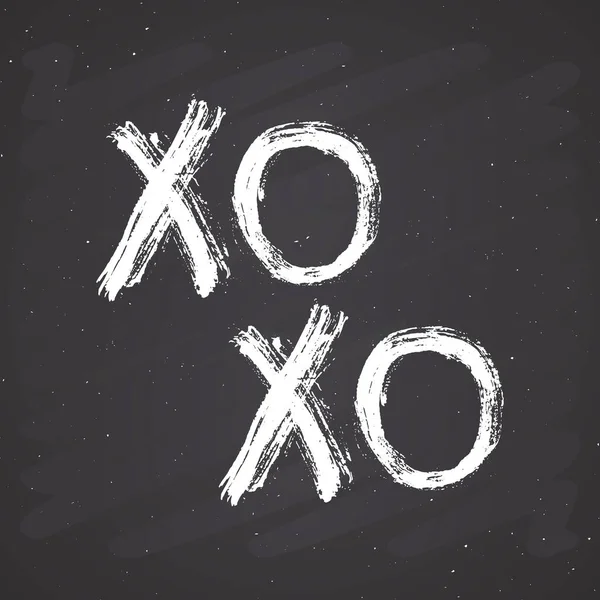 Xoxo Penseel Letters Teken Grunge Kalligrafische Knuffels Kussen Phrase Internet — Stockvector