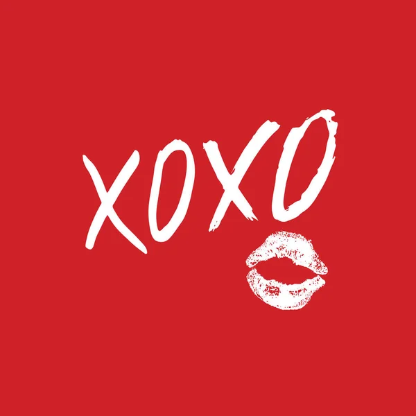 Xoxo Brush Lettering Sign Grunge Calligraphic Hugs Kisses Phrase Internet — Stock Vector