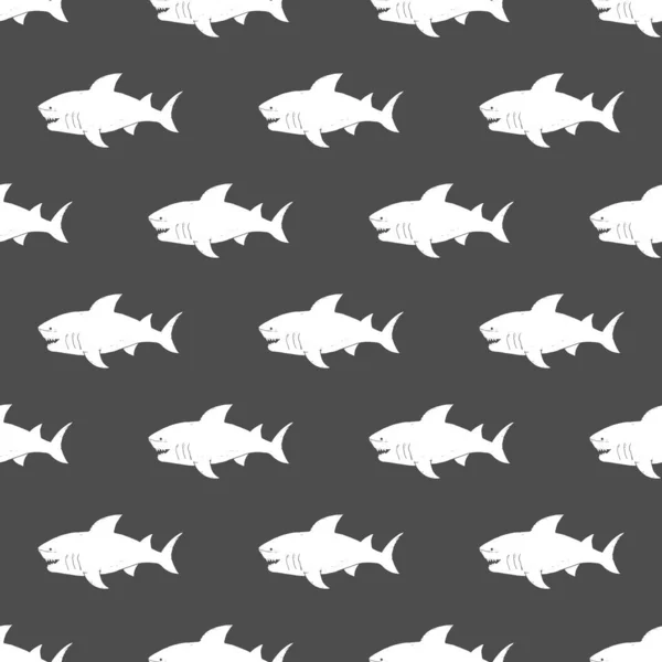 Modèle Sans Couture Requin Requin Gribouillis Dessiné Main Illustration Vectorielle — Image vectorielle