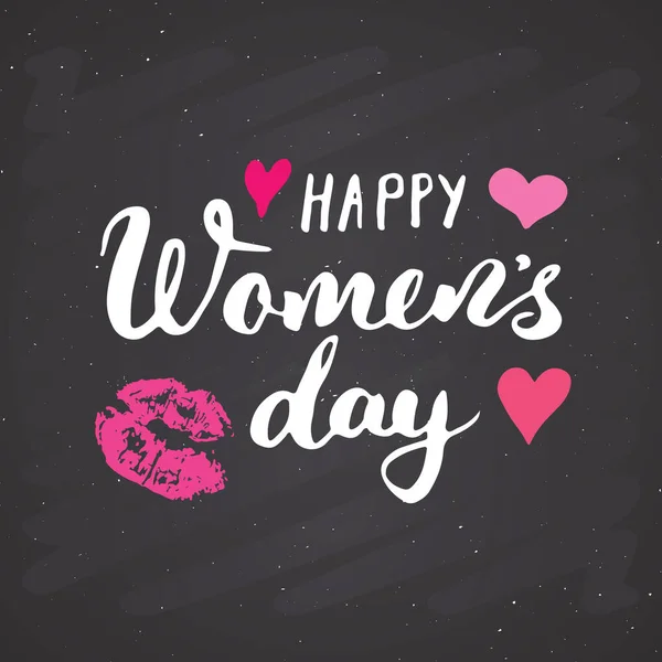 Litery Happy Women Day Hand Ustawione Holiday Grunge Teksturowane Retro — Wektor stockowy