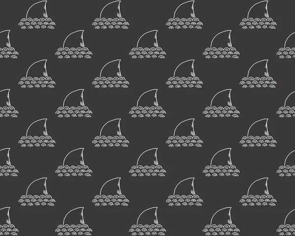 Tiburón Patrón Sin Costura Dibujado Mano Garabato Tiburón Ilustración Vectorial — Archivo Imágenes Vectoriales