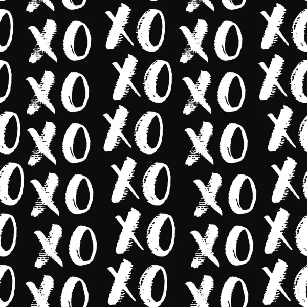 Xoxo Pennello Lettering Segni Senza Soluzione Continuità Modello Grunge Calligraphiv — Vettoriale Stock