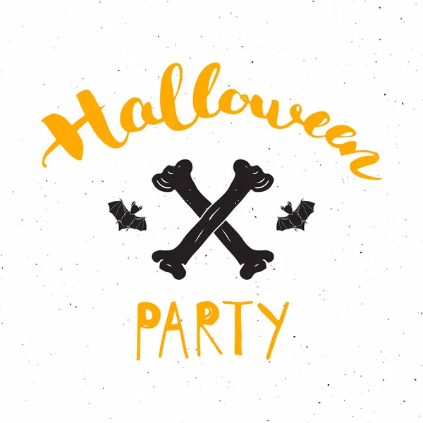 Carte Vœux Halloween Lettrage Calligraphie Signe Éléments Dessinés Main Invitation — Image vectorielle