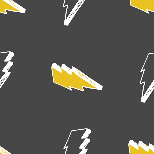 Lightning Naadloze Patroon Vector Illustratie Met Hand Geschetste Doodle Bliksem — Stockvector