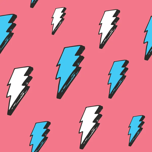 Lightning Naadloze Patroon Vector Illustratie Met Hand Geschetste Doodle Bliksem — Stockvector