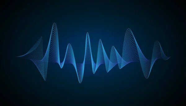 Abstract Blue Line Curve Background Radio Waveform Backdrop Digital Line — Stock Vector