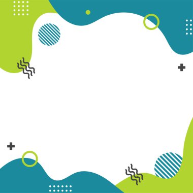 Renkli dinamik memphis tarzı kare boyutunda. Soyut yaratıcı arka plan. Reklam için şablon ya da metin için kopya alanı ile pankart. Modern grafik tasarım illüstrasyonu.