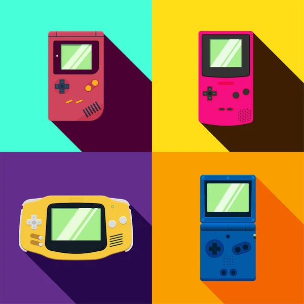 Insamling Gameboy Platt Vektor Grafisk Design Illustration Retro Gamer Gadget — Stock vektor