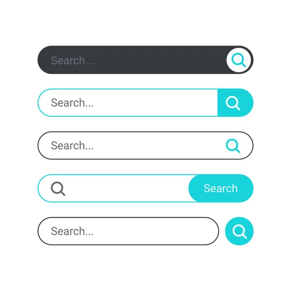 Collection Search Bars Magnifying Glass Icons Web Set Search Boxes — Stock Vector