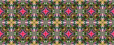 Aztek halıları. Kravat boyası süsünü tekrar et. Ikat Meksika Tasarımı. Kırmızı, Yeşil, Mavi ve Kahverengi. Soyut Batik Yazıcısı. Kabile Aztek Halı Kalıbı.