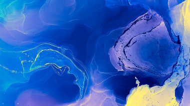 El boyaması kompozisyon. Grafik Tasarım. Davetiye taslağı. Mavi Altın El Boyalı Kompozisyon. Alkol Mürekkebi Duvar Kağıdı. Düğün stili. Şeffaf girdap. Mavi Altın Şekil.