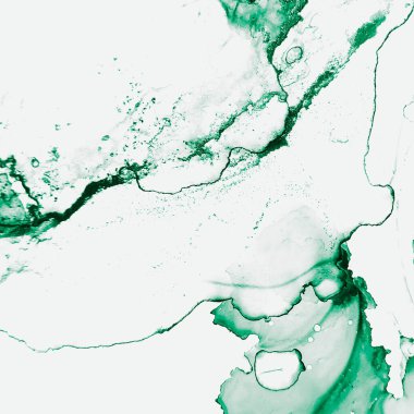 Sanatsal Kompozisyon. Alkol Mürekkebi Duvar Kağıdı. Yakın çekim efekti. Yeşil, Beyaz Sanatsal Kompozisyon. Şeffaf girdap. Lüks Tasarım. Yeşil, Beyaz Rüya Bayrağı.