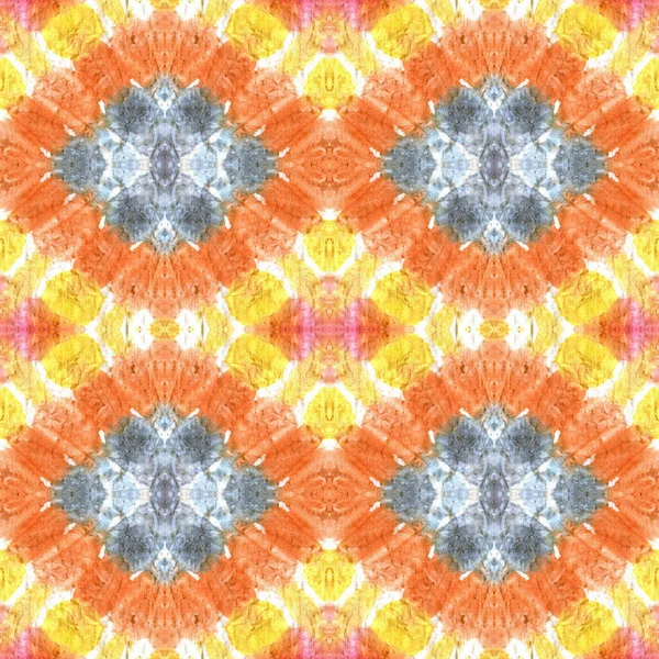 Batik Brush. Ilustración étnica natural multicolor. Fondo tradicional. Estampado Textil Naranja, Rosa y Azul. Estilo de cepillo Shibori o Batik. — Foto de Stock