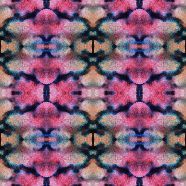 Azték Szőnyegek. Fekete és rózsaszín kígyó zökkenőmentes textúra. Absztrakt Kaleidoszkóp nyomtatás. Varrat nélküli nyakkendő festék illusztráció. Ikat Mexikói motívum. Törzsi azték rug minta. — Stock Fotó
