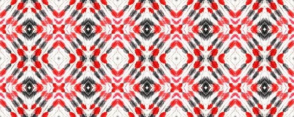伦博纺织品公司无缝领带的染料饰品。Ikat非洲运动。红色，黑色，白色无缝隙纹理。摘要Shibori Motif 。Lombok族纺织品模式. — 图库照片