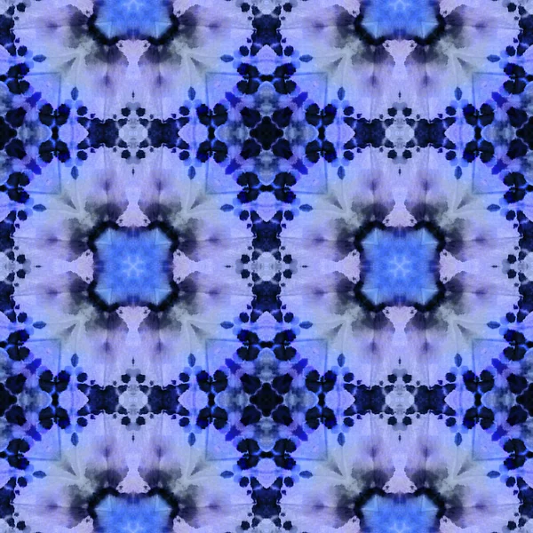 Aztec Lace Pattern. Abstract Shibori Print. Indigo Seamless Texture. Seamless Tie Dye Illustration. Ikat Turkish Motif. Hand Drawn Aztec Lace Pattern. — Stock Photo, Image