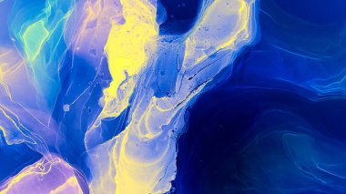 Renkli Sancak. Grafik Kompozisyon. Renkli Sancak. Mavi Altın Renkli Sancak. Mavi Altın Yaratıcı Element. Alkol Mürekkebi Tasarımı. Grunge Shape. Resim.