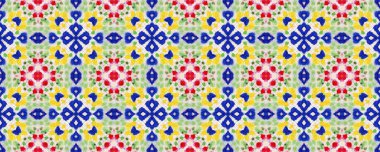 Aztek halıları. Noktalar, Kırmızı, Yeşil, Mavi Kusursuz Doku. Kusursuz Kravat Boyası Çizimi. Ikat Türk Motifi. Soyut Batik Tasarımı. Kabile Aztek Halı Kalıbı.