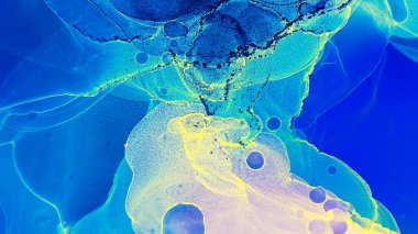 Şeffaf sanat eserleri. Alkol Mürekkebi Çizimi. Elle boyanmış doku. Mavi Altın Şeffaf Sanat. Mermer girdap. Canlı bir görüntü. Mavi Altın Lüks Sanat. Şekil.