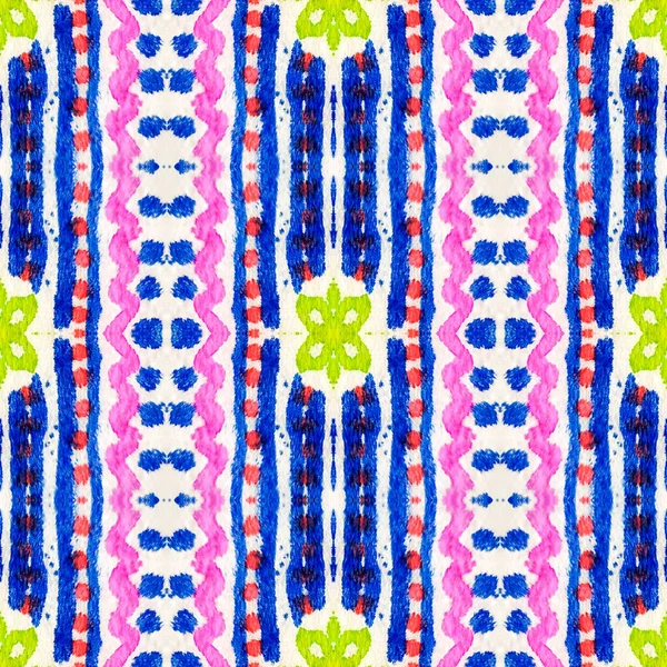 Arab Pattern. Blue, Pink, Red and Green Seamless Texture. Seamless Tie Dye Illustration. Ikat African Motif. Abstract Shibori Motif. Ethnic Arab Geometric Pattern.
