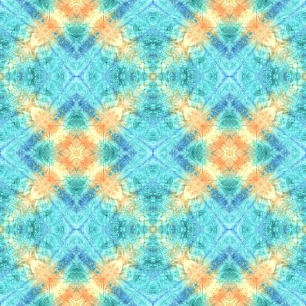 Seamless Tie Dye Pattern. Rainbow Natural Ethnic Illustration. Traditional Backdrop.  Blue and Yellow Textile Print. Seamless Tie Dye Design.