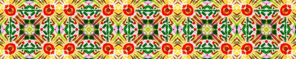 Arab Pattern. Repeat Tie Dye Ornament. Ikat Mexican Motif. Abstract Kaleidoscope Motif. Red, Green, Blue and Brown Seamless Texture. Ethnic Arab Geometric Pattern.