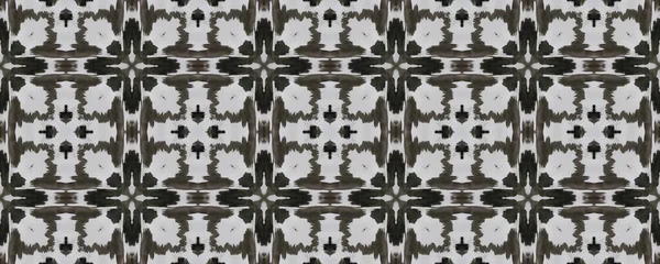 Arab Pattern. Black, White, Gray, Silver Seamless Texture. Abstract Batik Design. Seamless Tie Dye Ornament. Ikat Islamic Design. Ethnic Arab Geometric Pattern. — Stock Photo, Image