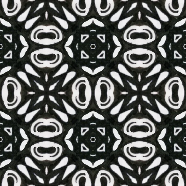 Boho acquerello modello. Ornamento di tintura senza cuciture. Ikat Asian Motif. Texture monocromatica in bianco e nero. Motivo astratto Batik. Disegnato a mano Boho acquerello modello. Foto Stock