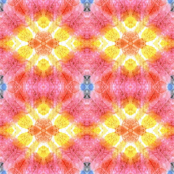 Batik Brush. Estampado Textil Naranja, Rosa y Azul. Fondo tradicional. Ilustración étnica natural colorida. Estilo de cepillo Shibori o Batik. —  Fotos de Stock