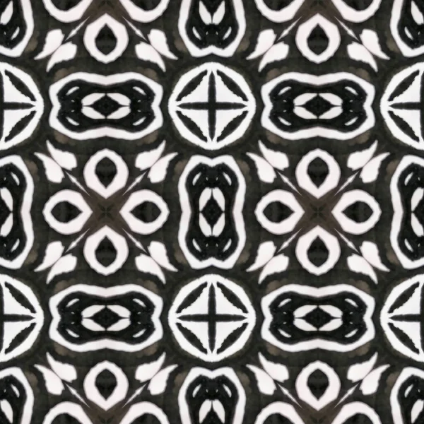Lombok Textile. Black and White  Monochrome Seamless Texture. Abstract Shibori Print. Repeat Tie Dye Illustration. Ikat Asian Print. Ethnic Lombok Textile Pattern. — Stock Photo, Image