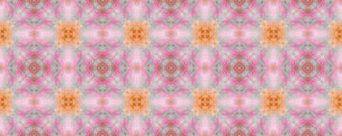 El boyama dokusu. Gökkuşağı Doğal Etnik İllüstrasyon. Kabile Arkaplanı. Turuncu, Yeşil ve Pembe Tekstil Yazdırma. El boyası, kravat boyası dokusu..